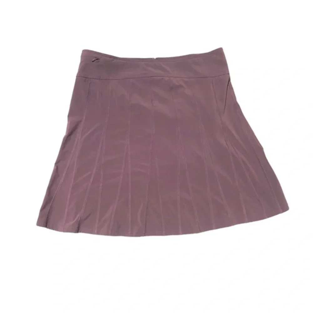 Athleta Womens Stretch Knee Length Athletic Wear About Pleated Skirt Brown 12T